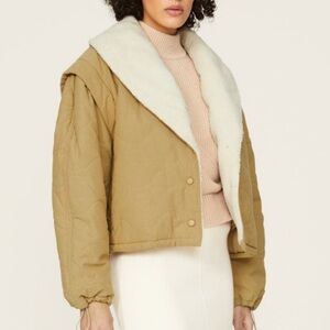 ASTR Nadine Canvas Teddy Puffer Jacket, NEW